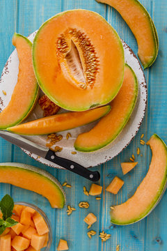 Fresh organic cantaloupe melon