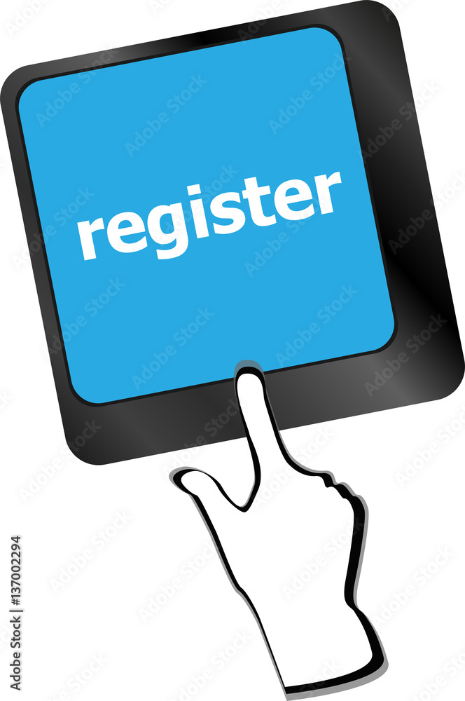 Poster closeup of register key in a modern keyboard