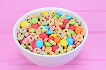 cereal with candy on table