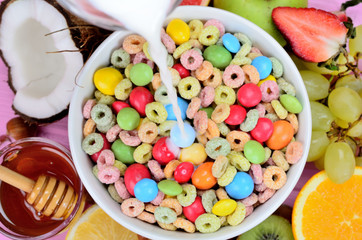 Fototapeta na wymiar cereal with bonbon on table