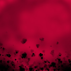 An illustration for valentines day with black hearts on a red background 