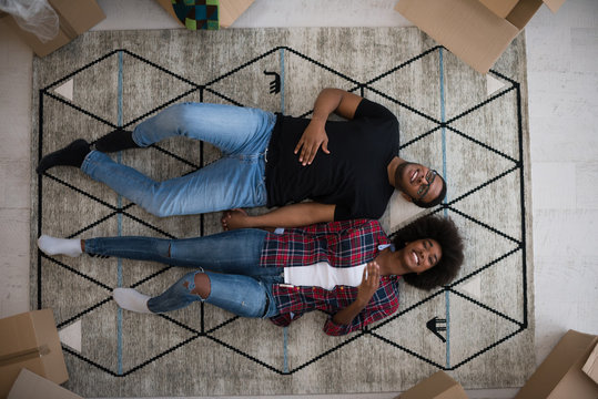 Top view of attractive young African American couple