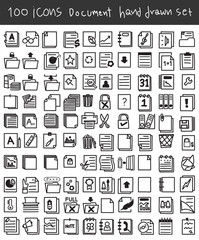 Obraz premium Document icon set hand drawn vector line art cute illustration