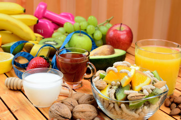 cereal with fruit on table