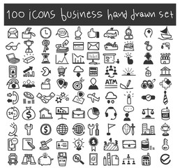 business icons vector set hand drawn art illustration