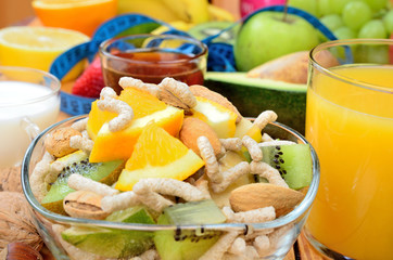 cereal with fruit on table
