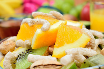 cereal with fruit on table