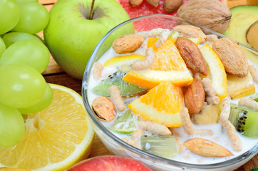 cereal with fruit on table