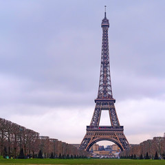 Paris, France, February 12, 2016: Eiffel tower at a night in Paris, France. Eiffel tower is one of the simbols of this city