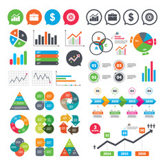 Business signs. Graph chart and case icons.
