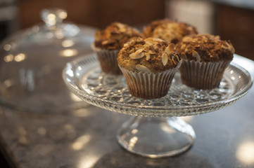 Muffins Sprinkled with Almonds and Sugar with Dome in Background
