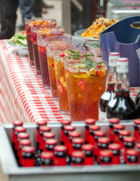 Pimm's Outdoor Summer Bar. Beer, Wine Drinks Service