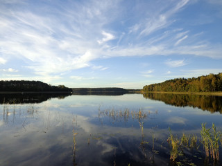 View of the lake in the evening time