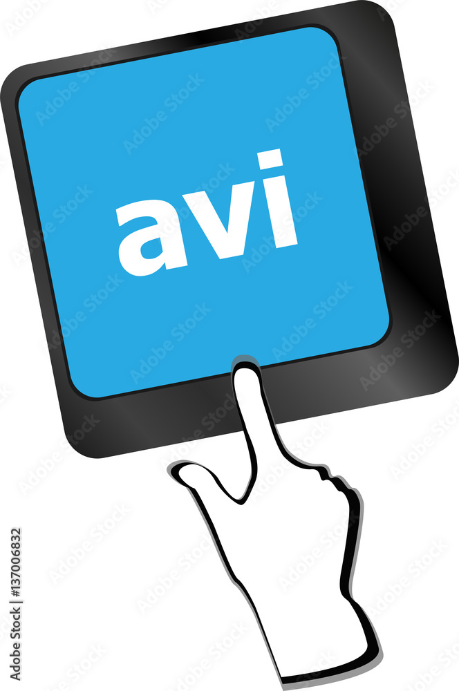 Poster closeup of avi key in a modern keyboard keys