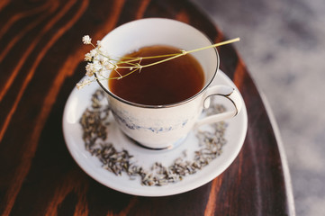 cup of lavender tea