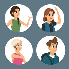 group people communication dialog round icons vector illustration eps 10
