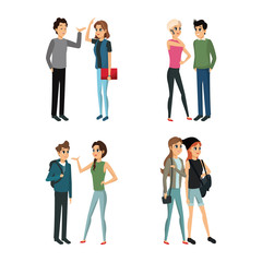 Fototapeta premium group people young talking vector illustration eps 10