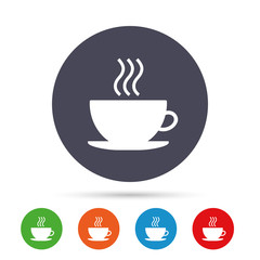 Coffee cup sign icon. Hot coffee button.
