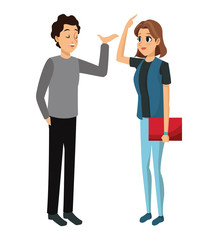 couple young talking communication vector illustration eps 10