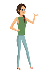 young woman standing talking vector illustration eps 10