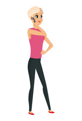 young woman smartphone talk posing vector illustration eps 10