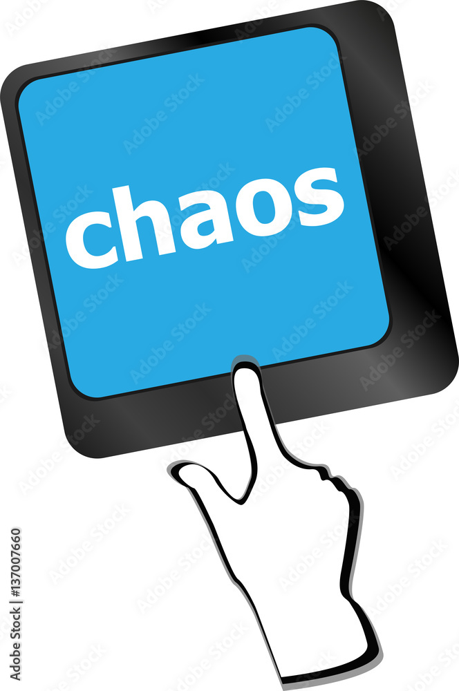 Poster chaos keys on computer keyboard, business concept
