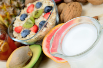 carafe with milk on table