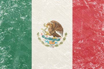 Mexico flag texture  on grainy plaster