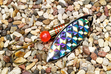 White metal fishing bait with the hologram decor for a spinning