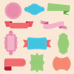 Various Cute Retro Banner and Frame Design Elements