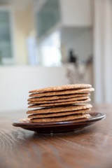 Smoothie and biscuits on a wooden table