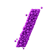 Symbol / made of plastic beads, purple bubbles