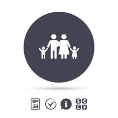 Family icon. Parents with children symbol.