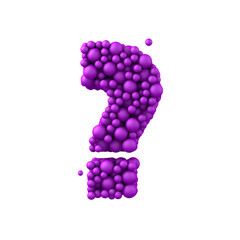 Symbol ? made of plastic beads, purple bubbles