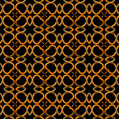 Golden seamless  pattern with curls on black