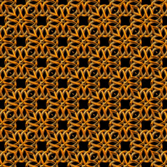 Golden seamless  pattern with curls on black