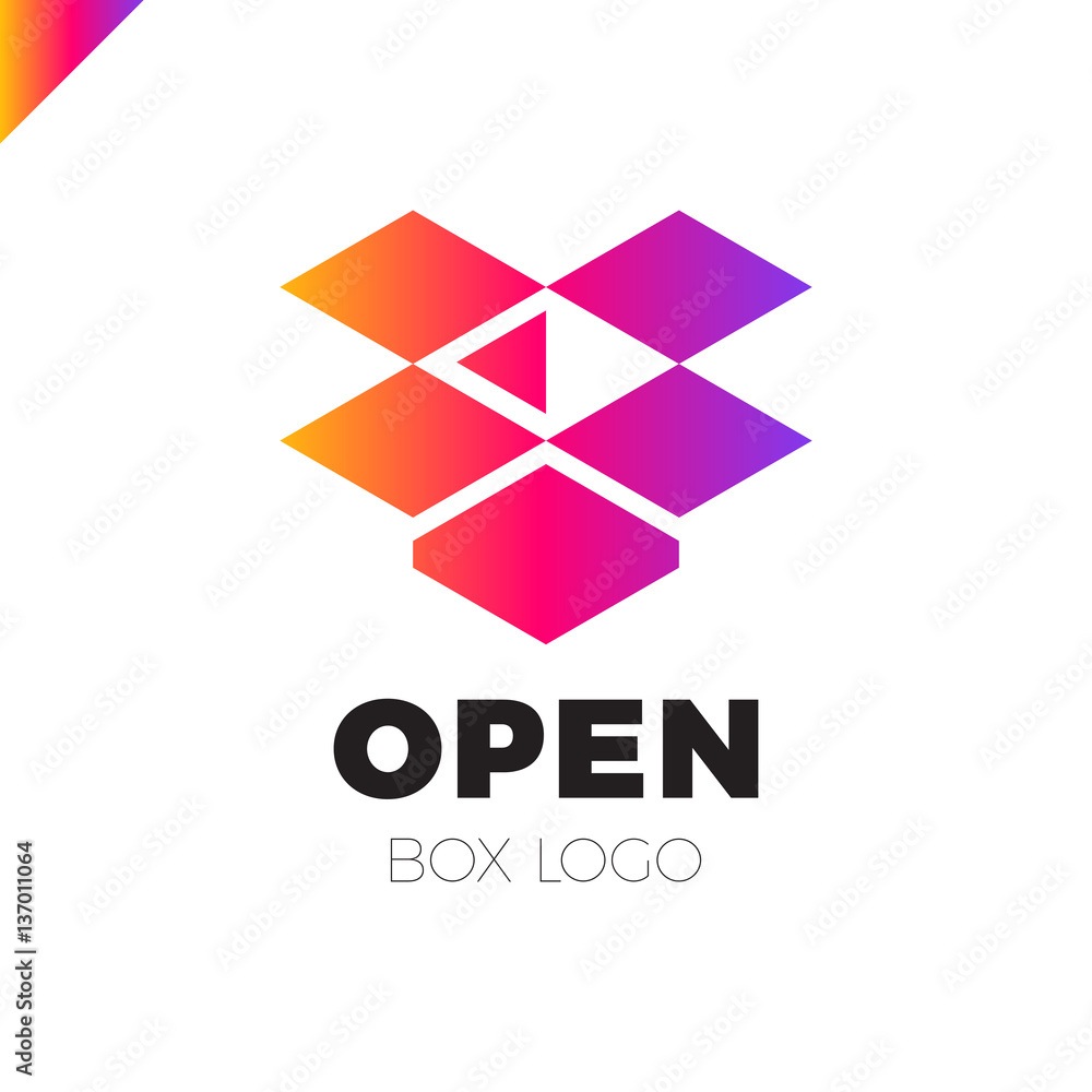 Poster open box logo. simple vector color icon
