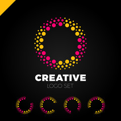 Clever and creative, dots or point letter O logo. Smart and idea logotype