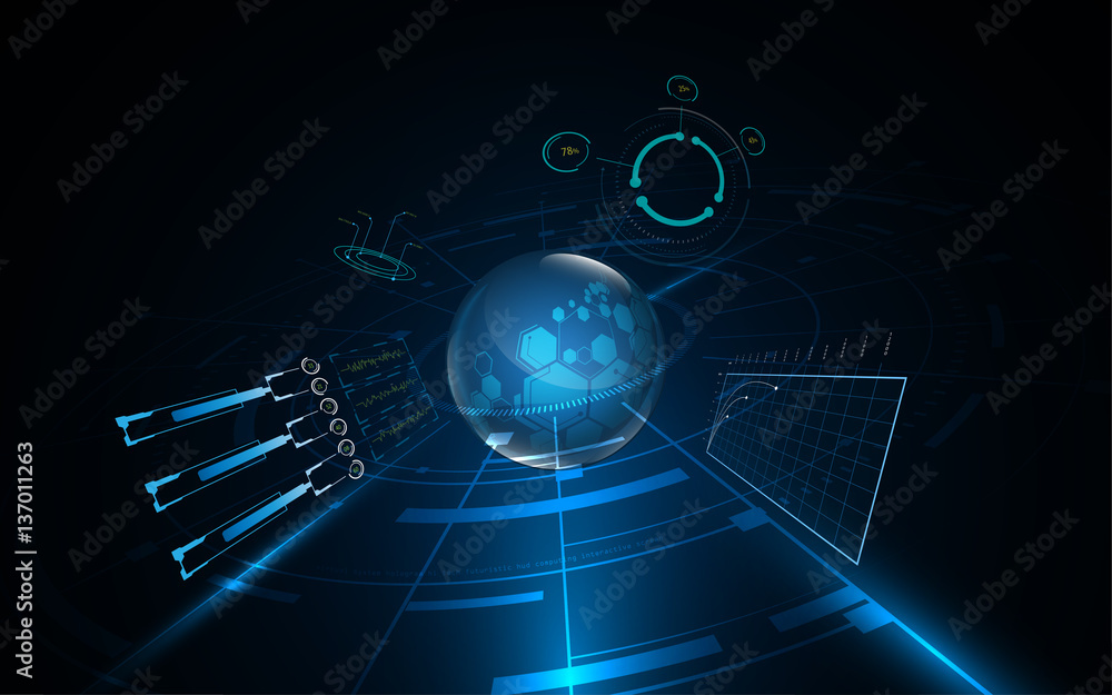 Poster global sci fi futuristic hud pattern technology concept background