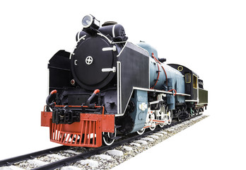 Fototapeta na wymiar Old steam train isolated on white
