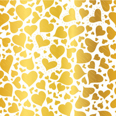 Vector Golden Hearts Seamless Pattern Design Perfect for Valentine's Day cards, fabric, scrapbooking, wallpaper.