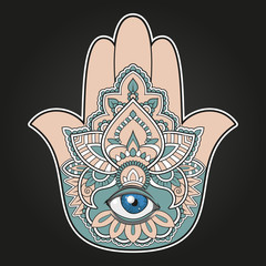 Vector illustration of a Hand of Fatima with an eye