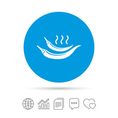 Hot chili pepper sign icon. Spicy food symbol.