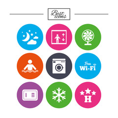 Fototapeta premium Hotel, apartment service icons. Wifi internet.
