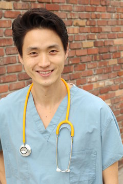 Male health care worker smiling