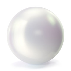 Pearl isolated on white backgorund. Oyster pearl ball for luxury accessories. Sphere shiny sea pearl. 3d rendering