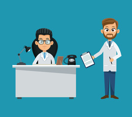 doctors professional sitting desk vector illustration eps 10