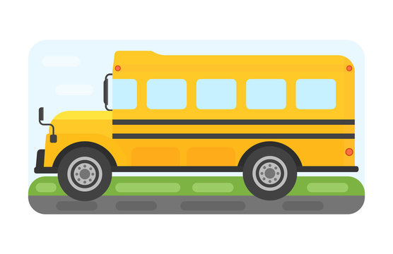 School bus transport for children vector illustration.