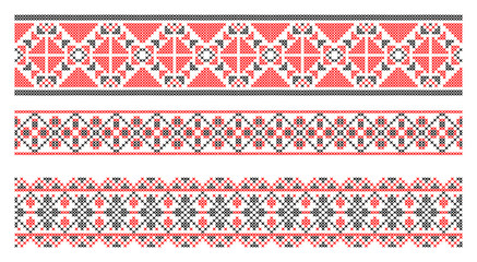 Embroidered folk  borders -    vector illustration