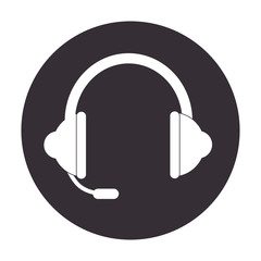 headset stereo sound in round frame vector illustration